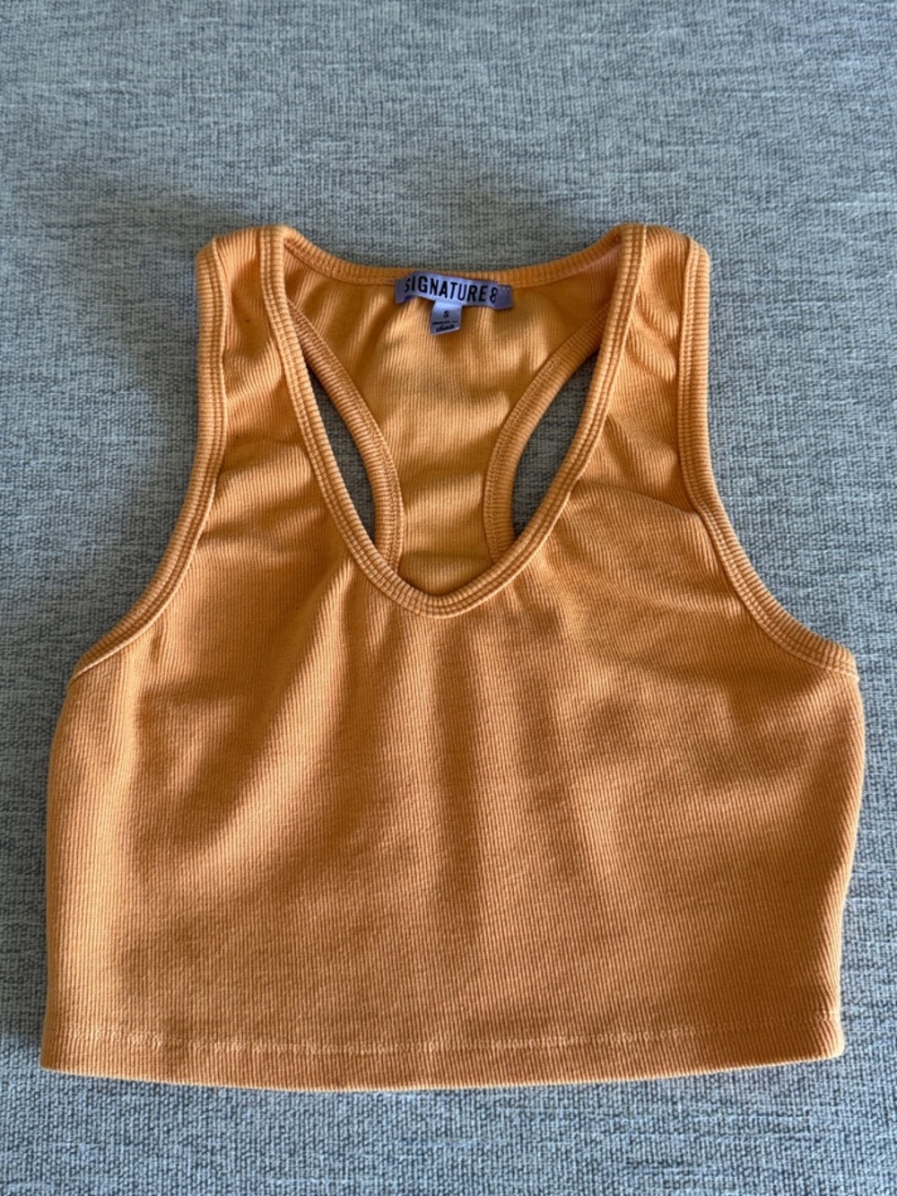 Signature Ribbed Racerback Crop Top - Warm Orange